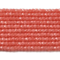 Brins de perles en pierre synthétique, facette, ronde, brillent dans le noir, rouge-orange, 3x2mm, Trou: 0.6mm, Environ 156 pcs/chapelet, 14.17 pouce (36 cm)