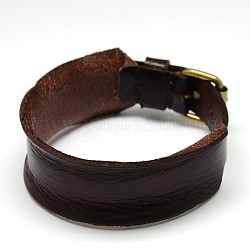 Braccialetti del wristband largo unisex in pelle stile punk rock alla moda, con fermagli cinturino ferro, bronzo antico, marrone noce di cocco, 10-5/8 pollice (27 cm) x 2.8 cm