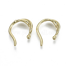 Brass Cuff Earrings, Cadmium Free & Nickel Free & Lead Free, Twist, Real 16K Gold Plated, 16x13~14x3.5mm, Inner Diameter: 9~10mm