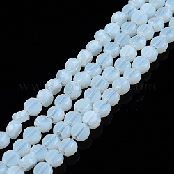 Fili di perle di vetro di giada imitazione trasparente, sfaccettato, rotondo e piatto, cielo blu, 4x2.5mm, Foro: 0.8 mm, circa 148~149pcs/filo, 21.85 pollice ~ 22.64 pollici (55.5~57.5 cm)