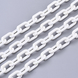 Chaînes de câbles en acrylique opaque, couleur ab , ovale, blanc, 13x8x2mm, 19.68 pouce (50 cm)/fil