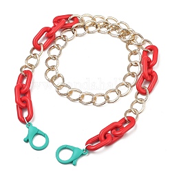 Colliers chaîne personnalisés en aluminium et acrylique, chaînes de lunettes, chaînes de sac à main, avec fermoirs à pince en plastique, rouge, 32.48 pouce (82.5 cm)