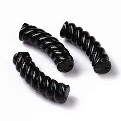 Perles acryliques opaques, torsion, tube incurvé, noir, 33x12x8.5mm, Trou: 1.6mm, environ 308 pcs/500 g