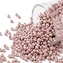 Cuentas de semillas redondas toho, Abalorios de la semilla japonés, (pf552f) permafinish sutil rosa metálico mate, 11/0, 2.2mm, agujero: 0.8 mm, aproximamente 1110 unidades / 10 g
