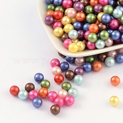 Perles rondes en plastique ABS imitation perle, teinte, sans trou, couleur mixte, 8mm, environ 1500 pcs / sachet 