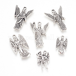 Pendente in lega stile tibetano, angelo, argento antico, 19.5~28x10~18x2~3mm, Foro: 1.5~2 mm, 6 pc / set