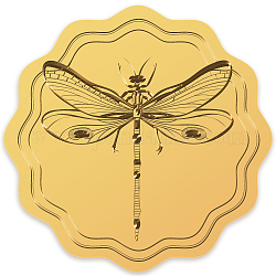 Pegatinas autoadhesivas en relieve de lámina de oro, etiqueta engomada de la decoración de la medalla, patrón de la libélula, 5x5 cm