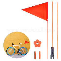 Fahrradsicherheitsfahne aus Fiberglas, mit Stock und Fahrradhalterung, orange, 600x280x6 mm