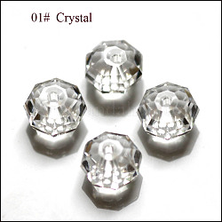 Imitazione branelli di cristallo austriaco, grado aaa, sfaccettato, ottagono, chiaro, 10x7mm, Foro: 0.9~1 mm