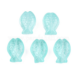 Perles de verre peintes par pulvérisation transparent, poisson, turquoise, 14x10x5.5mm, Trou: 1mm