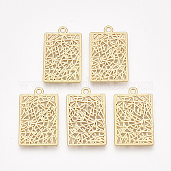 Smooth Surface Alloy Pendants, Rectangle, Matte Gold Color, 27x17x1.5mm, Hole: 1.8mm