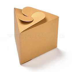 Бумажные коробки конфет треугольника, сплошная подарочная упаковка, на свадьбу, детский душ, вечеринка, темно-золотистые, 10.4x11.9x9 см