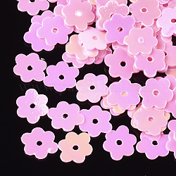 Ornament Accessories, PVC Plastic Paillette/Sequins Beads, Flower, Pearl Pink, 6x7~7.5x0.4mm, Hole: 1mm, about 35000pcs/500g