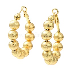 Rack Plating Brass Round Beaded Hoop Earrings, Lead Free & Cadmium Free, Long-Lasting Plated, Real 18K Gold Plated, 39x40x8mm