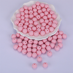 Perles focales rondes en silicone, perles à mâcher pour les jouets de dentition, Diy soins infirmiers colliers faisant, perle rose, 15mm, Trou: 2mm