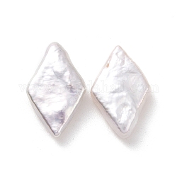 Perles de perles keshi naturelles, perle de culture d'eau douce, pas de trous / non percés, losange, blanc antique, 13.5~14x8.5~9x3~3.5mm