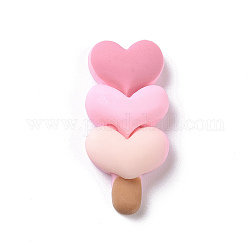 Jolis cabochons décodés en résine opaque, glace avec coeur, nourriture imitation, rose, 32x15x8mm