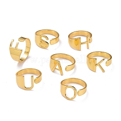 合金カフ指輪  カドミウムフリー＆ニッケルフリー＆鉛フリー  アルファベット  ゴールドカラー  ランダムな混合文字  usサイズ8（18.1mm）