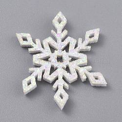 Snowflake Felt Fabric Christmas Theme Decorate, with Glitter Gold Powder, for Kids DIY Hair Clips Make, White, 4.15x3.65x0.25cm