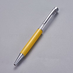創造的な空のチューブボールペン  内側に黒のインクペンを詰め替えます  DIYキラキラエポキシ樹脂クリスタルボールペンハーバリウムペン作り用  銀  ゴールデンロッド  140x10mm