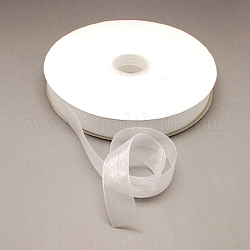 Ruban d'organza de nylon, blanc, 3/4 pouce (19~20 mm), 200yards / roll (182.88m / roll)