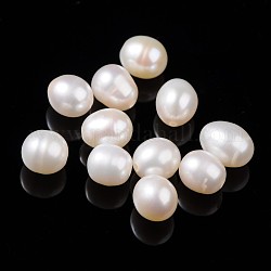 Perlas naturales abalorios de agua dulce cultivadas, agujero perforado medio, aa grado, arroz, blanco, aproximamente 6~8 mm de diámetro, agujero: 0.9 mm