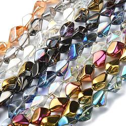 Chapelets de perles en verre transparent électrolytique, pépites, couleur mixte, 22x12.5x15mm, Trou: 1.4mm, Environ 30 pcs/chapelet, 25.20'' (64 cm)