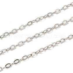 Cadenas tipo cable plano de plata de ley 925 con baño de rodio, soldada, Platino, link: 1.6x1.2x0.5 mm