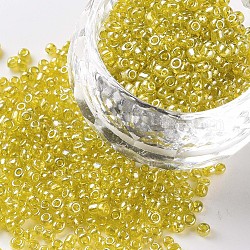 Perline semi di vetro, trans. colori lustered, tondo, giallo, 2mm, Foro: 1 mm, 3333pcs/50g, 50 g / borsa, 18 borsa/2 libbre