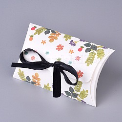 Papierkissen-Bonbonschachteln, mit Band, Hochzeitsbevorzugung Party liefern Geschenkboxen, Blumenmuster, Farbig, 123x76x25 mm