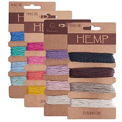 4 Cards 4 Style Jute Cord, Jute String, Jute Twine, for Arts Crafts DIY Decoration Gift Wrapping, Mixed Color, 1mm, about 5 yards/Colour,  4 colours/card, 1 card/style
