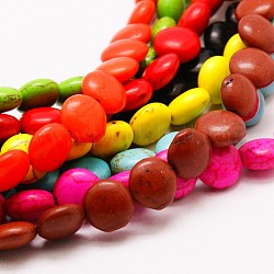 Tondo piatto perline turchese sintetico fili, tinto, colore misto, 12x6mm, Foro: 1 mm, circa 34pcs/filo, 15.7 pollice