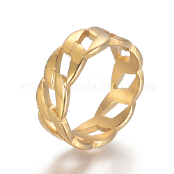 Унисекс 304 кольца из нержавеющей стали, широкая полоса кольца, форма обочины, золотые, Размер 7, 17 мм, шириной 7 мм 