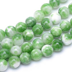 Jade blanco hebras de abalorios de piedras preciosas teñidos naturales, redondo, verde lima, 6mm, agujero: 1 mm, aproximamente 66 pcs / cadena, 15.7 pulgada