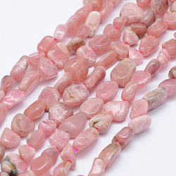 Rhodochrosite naturel brins de perles, pierre roulée, pépites, 5~11x5~7mm, Trou: 1mm, 15.3 pouce ~ 15.7 pouces (39~40 cm)