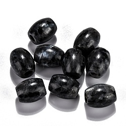 Natürliche europäische Larvikitperlen, Großloch perlen, Fass, 15~17x12~13.5 mm, Bohrung: 4.5~5 mm