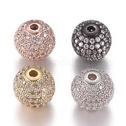 Micro ottone gioielli cz spianare perle tonde zirconi, chiaro, colore misto, 12mm, Foro: 2 mm