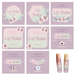 CRASPIRE Lip Balm Labels 80pcs Homemade Lip Balm Labels 2” Clear Lip Balm Labels for Tubes Printable Waterproof Lip Balm Stickers Labels for Lip Balm Handcream Candle Container（Flowers-Pink Purple）