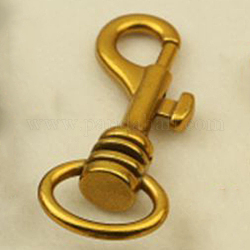 Drehverschlüsse aus Zinklegierung, Wirbelkarabiner Drehverschluss, für die Geldbörsenherstellung, Antik Golden, 62 mm, Bohrung: 20 mm
