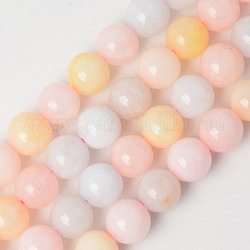 Chapelets de perles de quartz naturel, teints et chauffée, imitation couleur morganite, ronde, couleur mixte, 6~6.5mm, Trou: 1mm, Environ 64 pcs/chapelet, 15.35 pouce (39 cm)