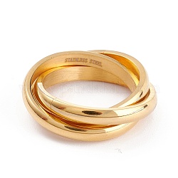 Ионное покрытие (ip) унисекс 304 кольца на палец из нержавеющей стали, крест крест кольца, золотые, Размер 7, 2.8~7 мм, внутренний диаметр: 17.2 мм