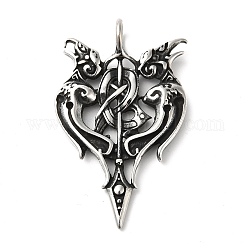 304 Stainless Steel Manual Polishing Pendants, Odin's Ravens, Antique Silver, 45.5x28x5mm, Hole: 5mm