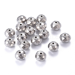 CCB perles en plastique, facette, rondelle, platine, 8x6.5mm, Trou: 1.4mm