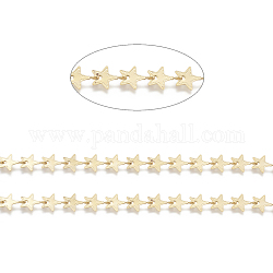 3.28 Fuß handgefertigte Perlenketten aus Messing, Gliederkette, langlebig plattiert, gelötet, Stern, echtes 18k vergoldet, Link: 11x8x0.5 mm