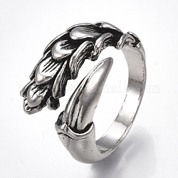 Alloy Cuff Finger Rings, Wide Band Rings, Antique Silver, Size 10, 20mm