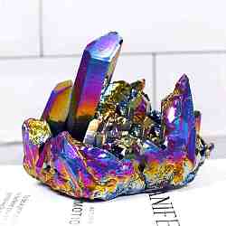 Гальванические украшения из натуральных друзовых кристаллов кварца, энергетический камень рейки, украшения для домашнего экрана, с покрытием цвета радуги