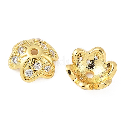 Колпачки для бусин из прозрачного кубического циркония из латуни KK-V015-33G-01-1