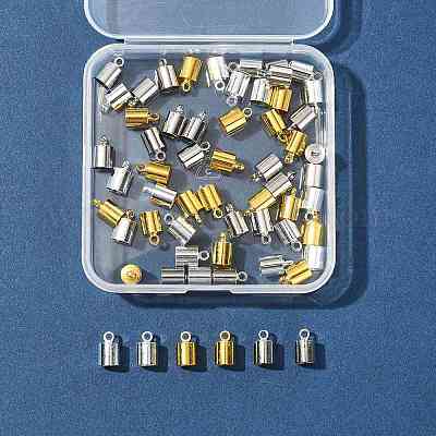 60шт 3 цвета латунные концы шнура KK-FS0001-76-1