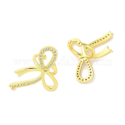 Левая и правая латунные серьги-манжеты с бантом EJEW-I305-60G-1