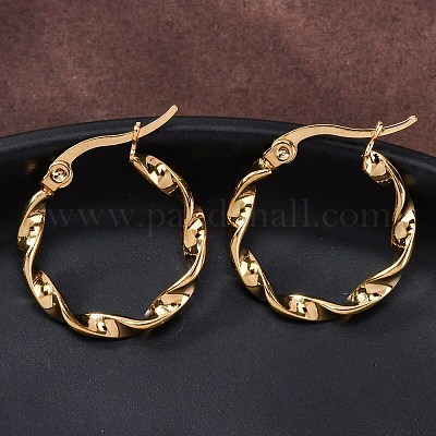 201 серьги-кольца из нержавеющей стали X-EJEW-A054-05C-G-1